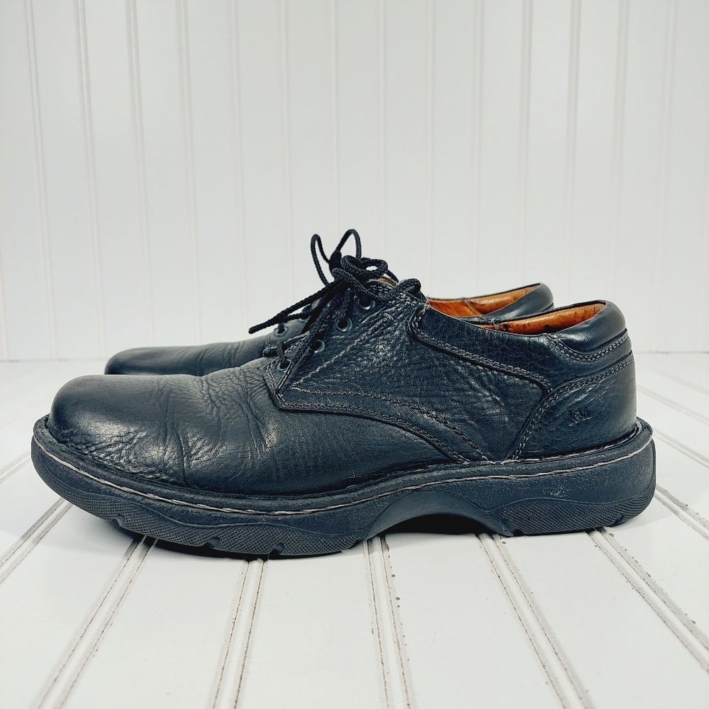 Johnston & Murphy Black Leather Lace Up Chunky Sole Oxford Shoes D666